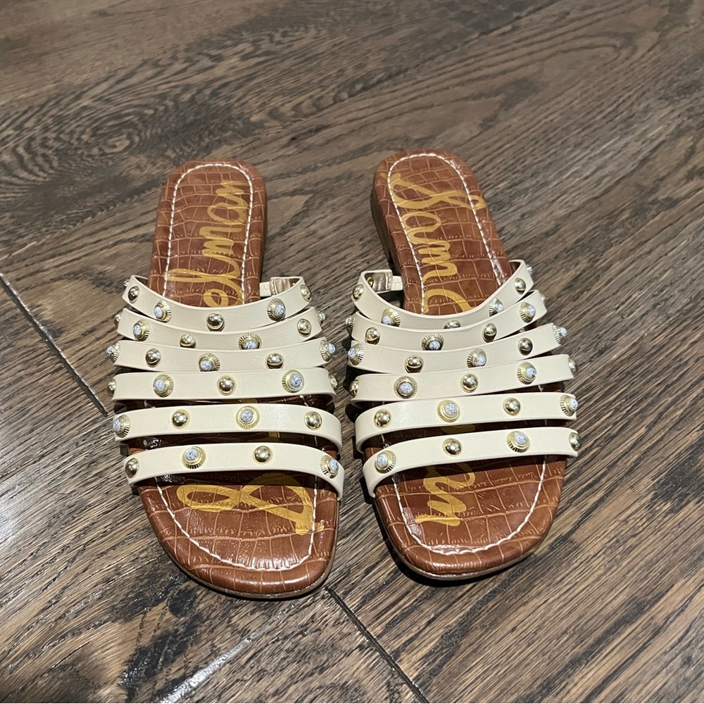 SAM EDELMAN Sandals, Slides, Off White, Cream, Size 9, NEW